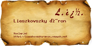 Lieszkovszky Áron névjegykártya